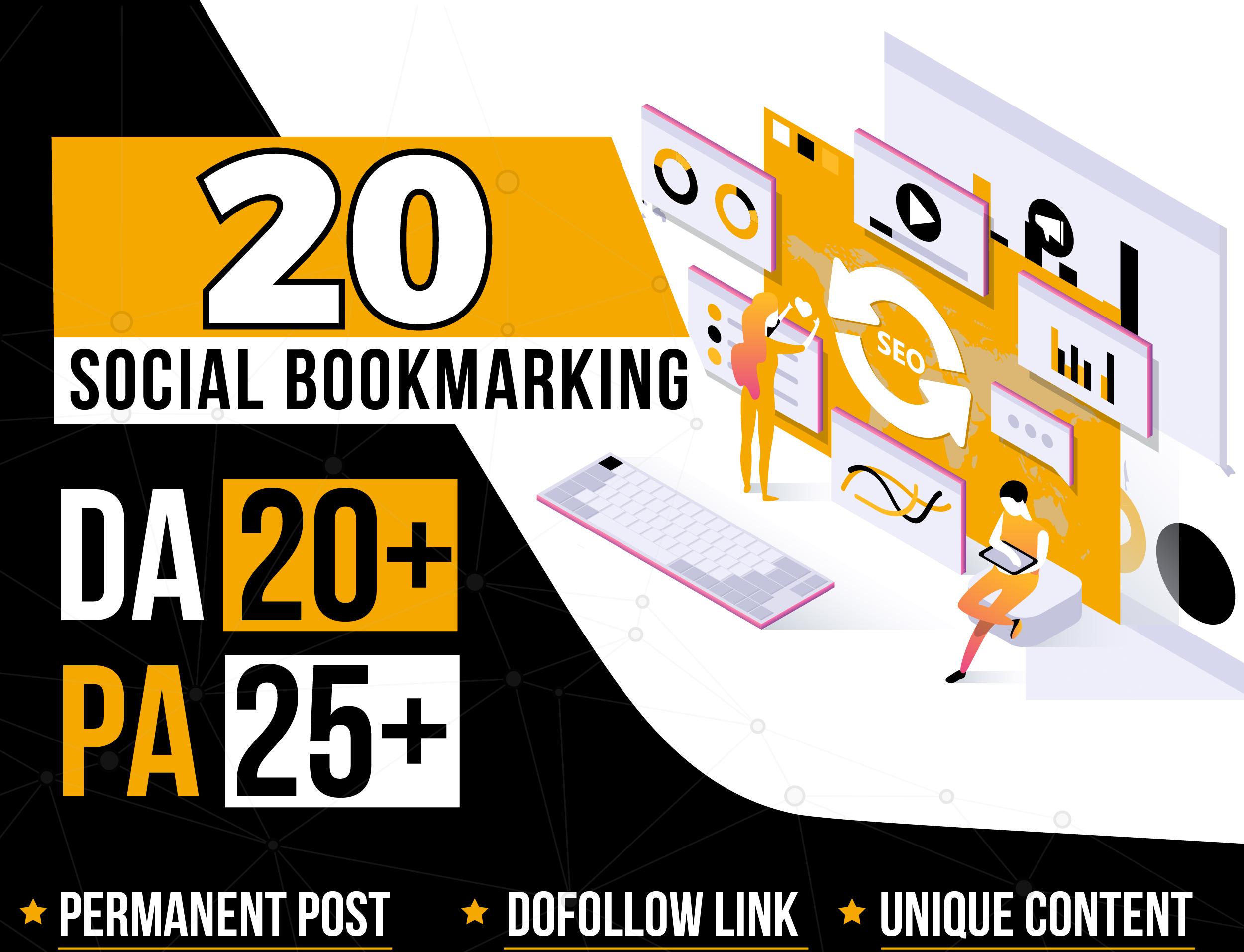 I will Provide 20 Social Bookmark High DA PA