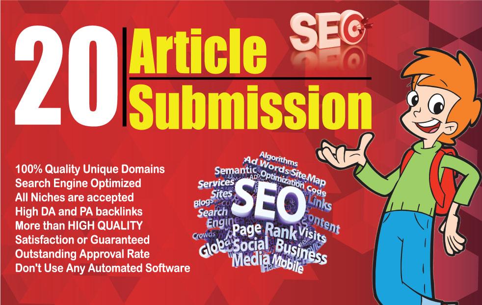 I will submit manually 20 article submission backlink...