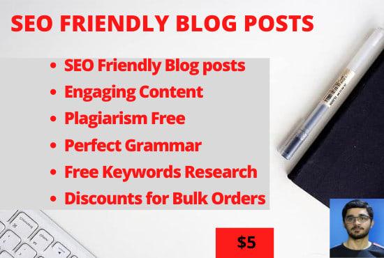 I will be your blog post writer and SEO article write...