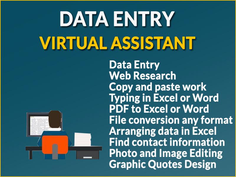 Any kind of data entry work and your virtual assistan...