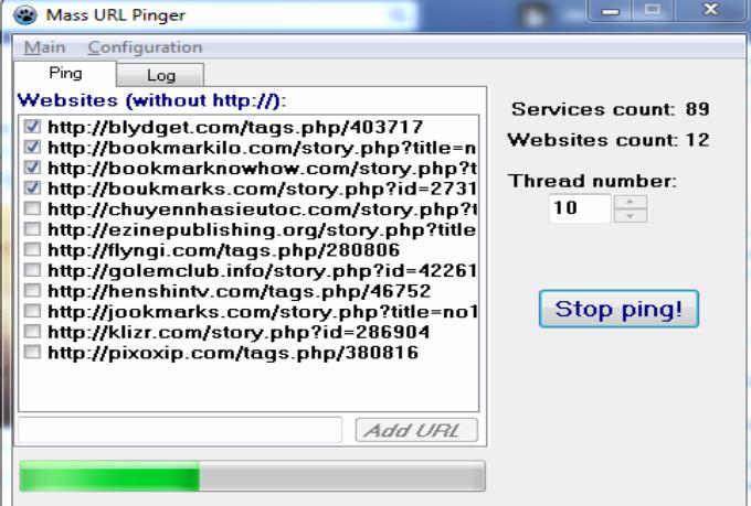 Mass URL Pinger It pings in a seconds.
