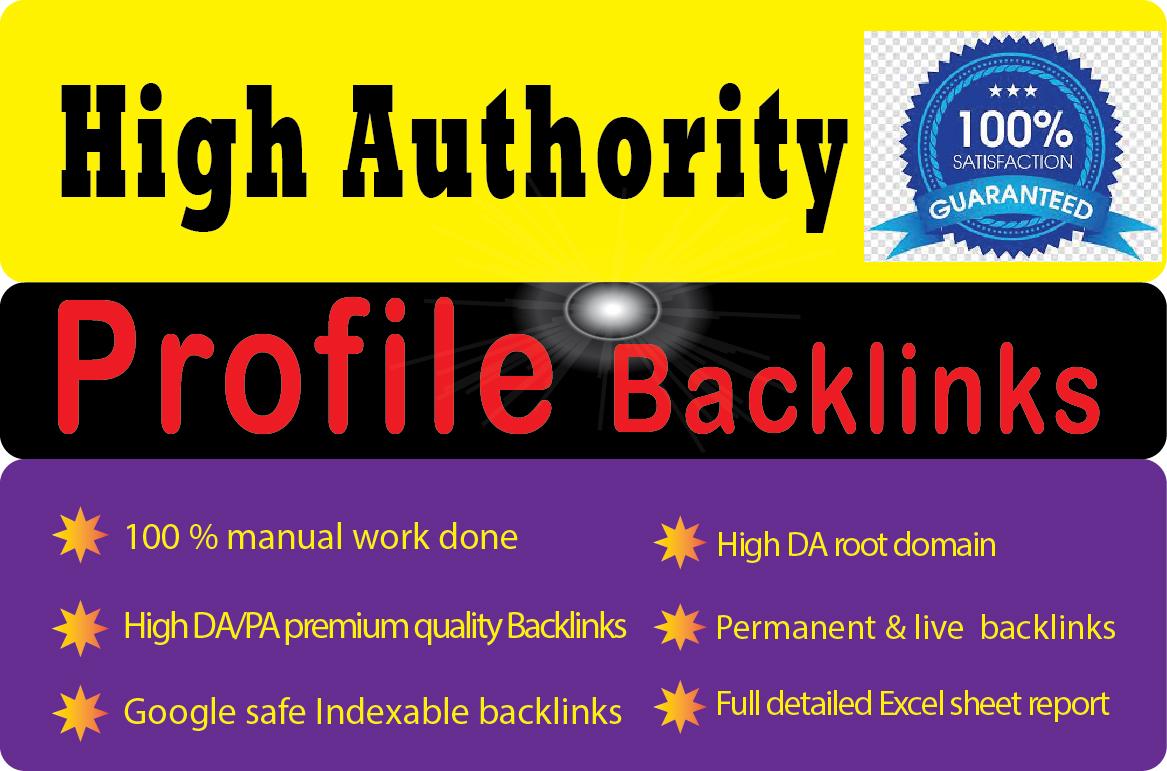 High authority 35+ manually profile backlinks DA 80+