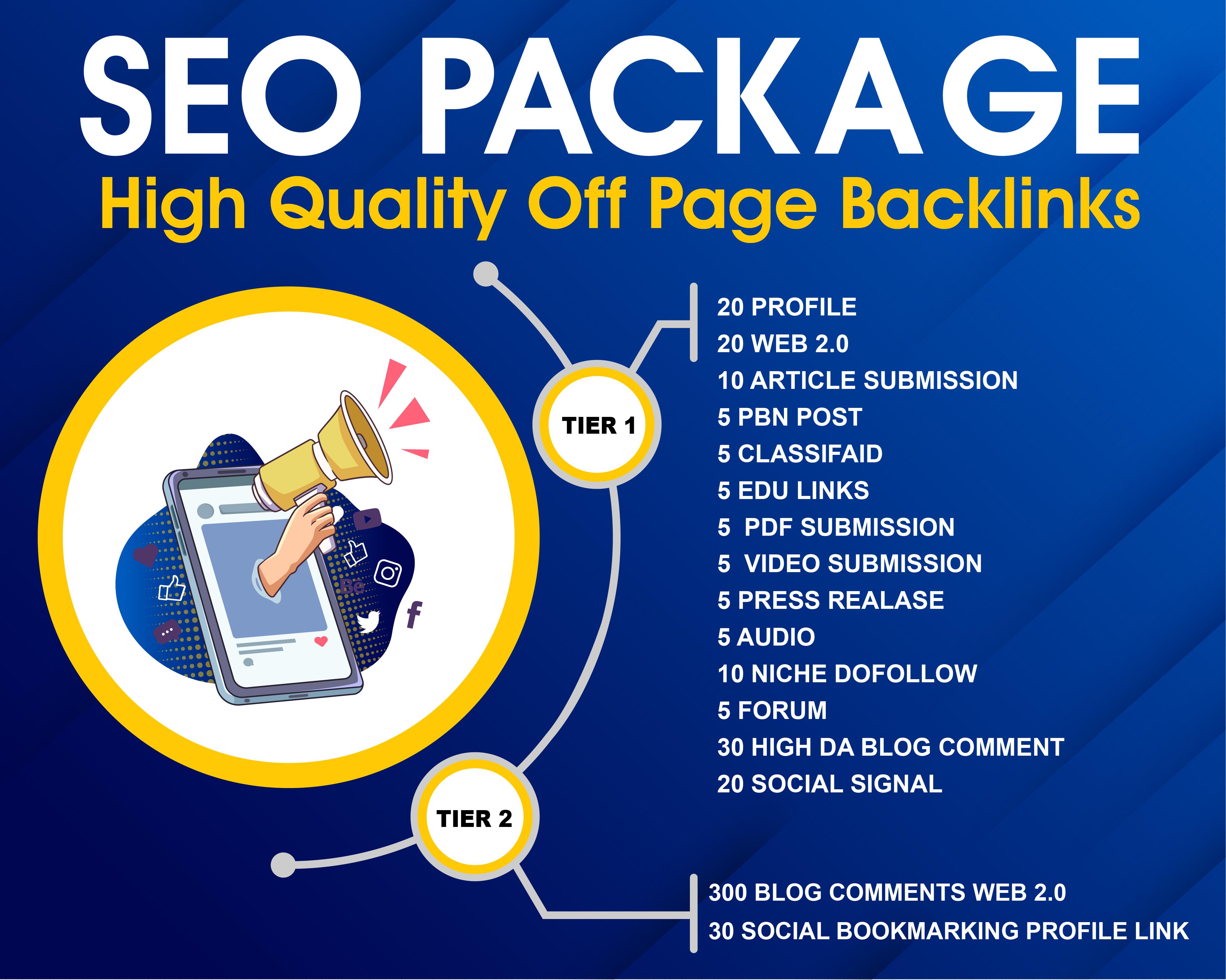 I Can Provide SEO Package High Quality Off Page Backl...
