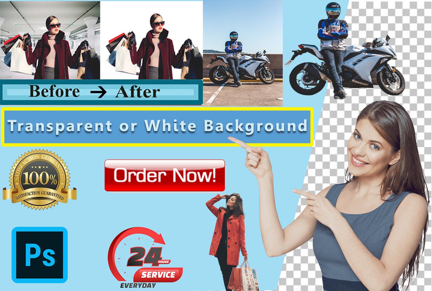 I will remove transparent or white background for any...