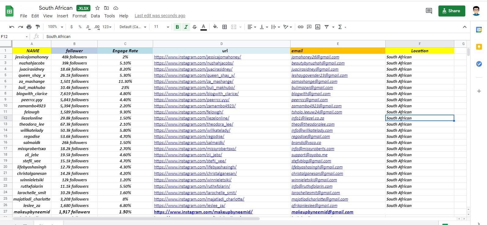 I will find best niche list of instagram influencer a...