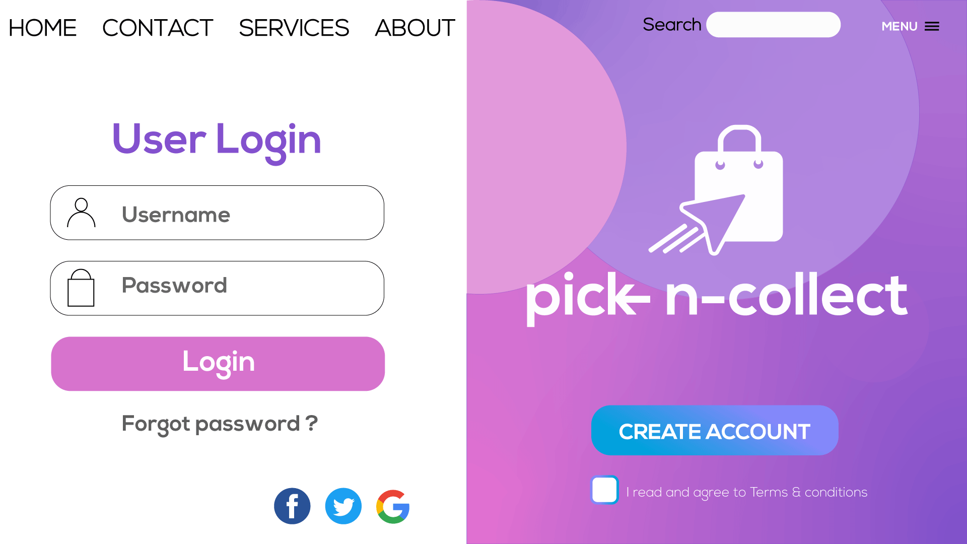 I will give you creative login and register page for ...