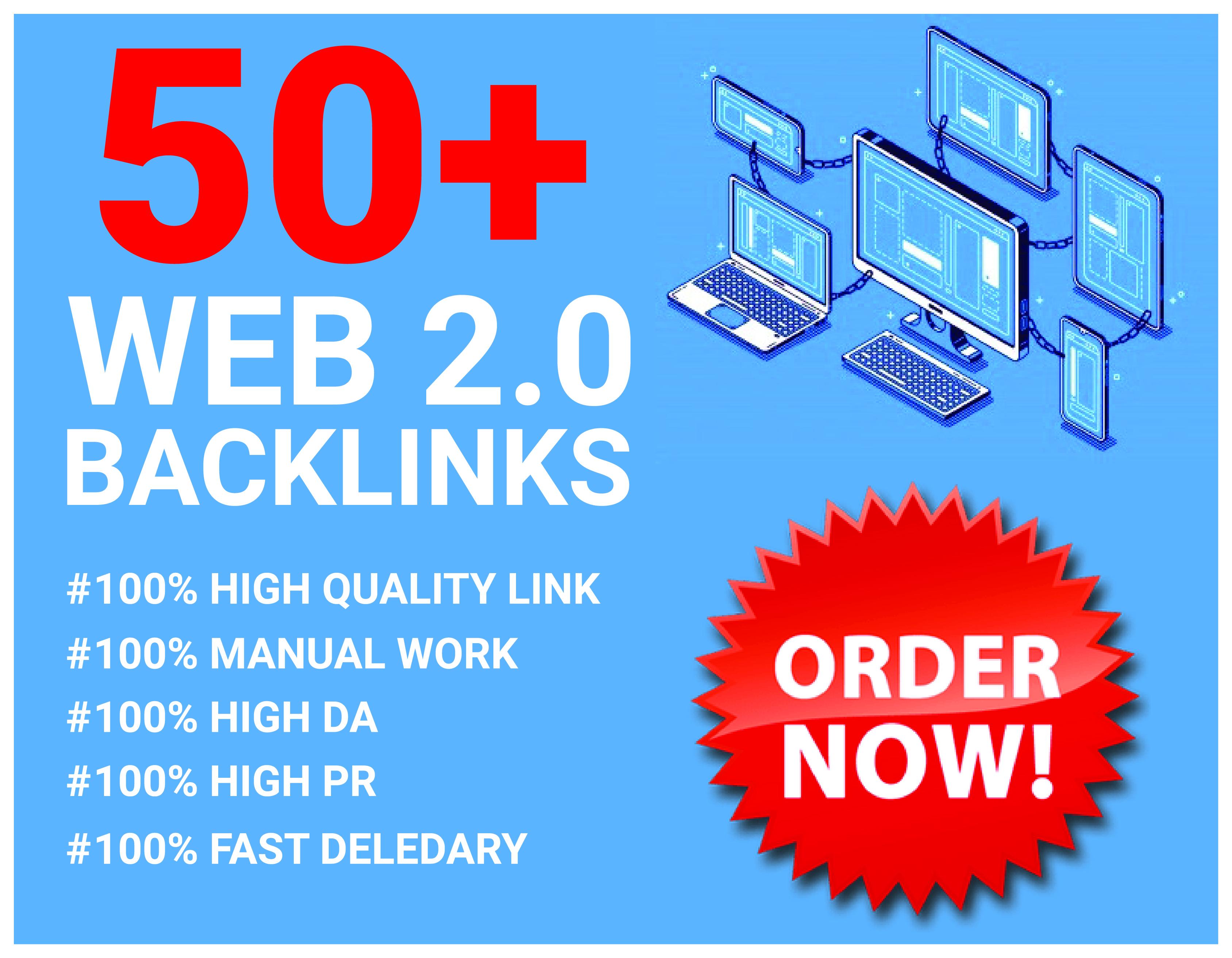 HQ 50 DA/SA WEB 2.0 Backlinks For Ranking