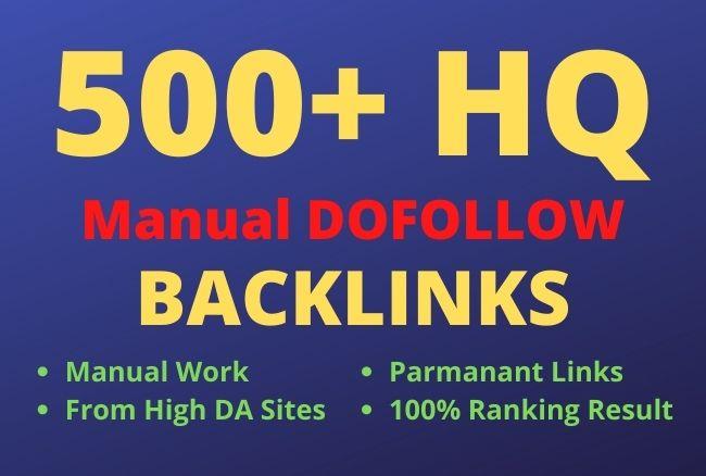 I will build 500+ HQ manual dofollow backlinks