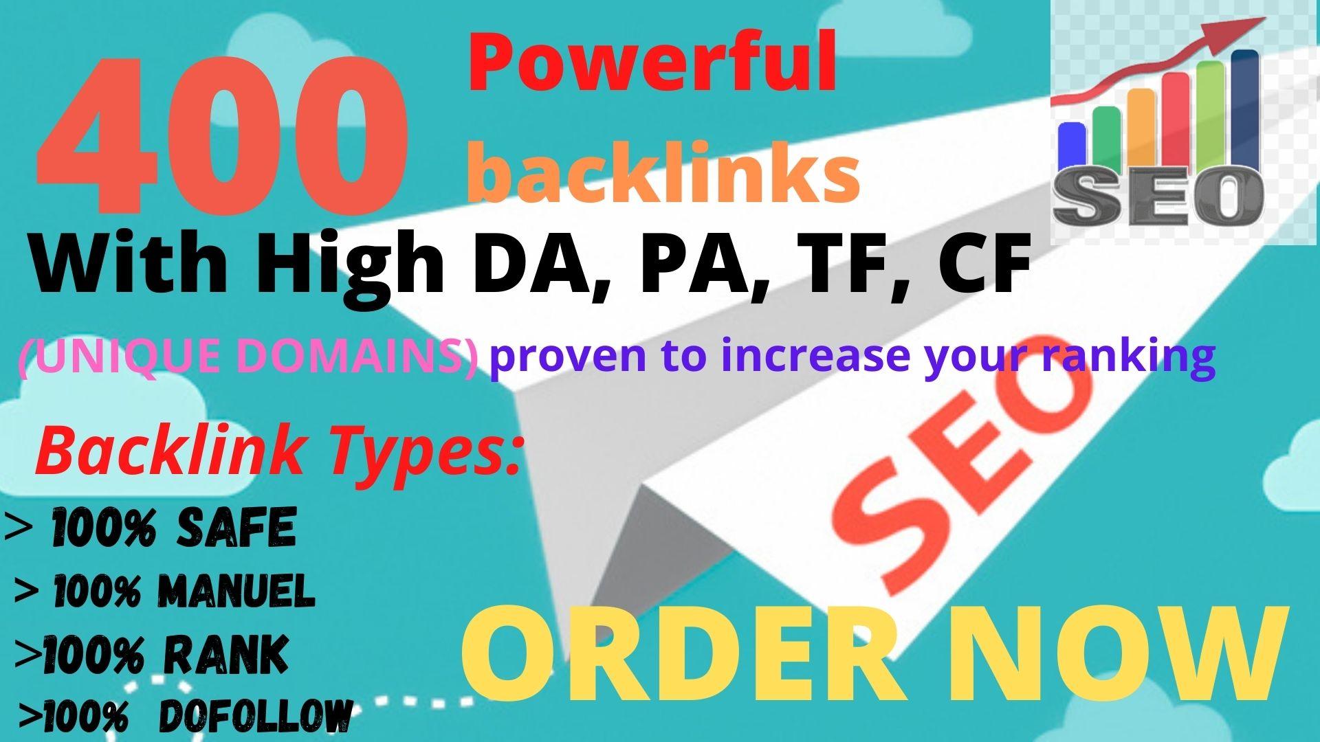 Get powerfull 400+ pbn backlink with high DA/PA/TF/CF...