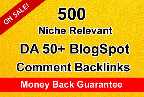 I will create 500 Niche Relevant Manual BlogSpot Comm...