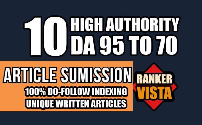 publish 10 Guest post on high quality DA 80+ Dofollow...