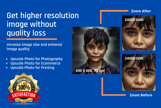 I will increase your images size and enhance photos r...