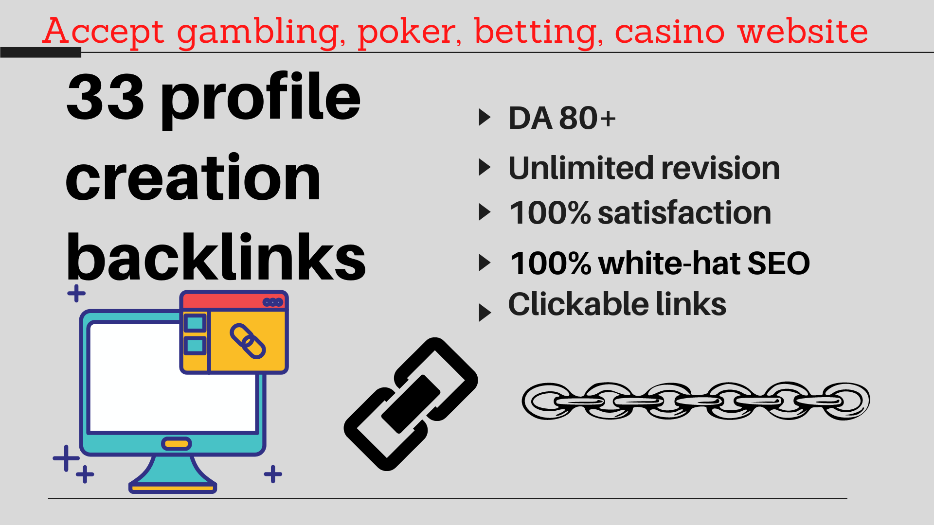 33 High quality profile creation backlinks.