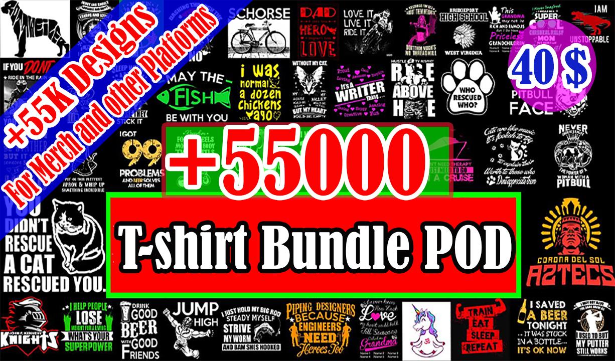i will deliver 55k editable t shirt design for all po...