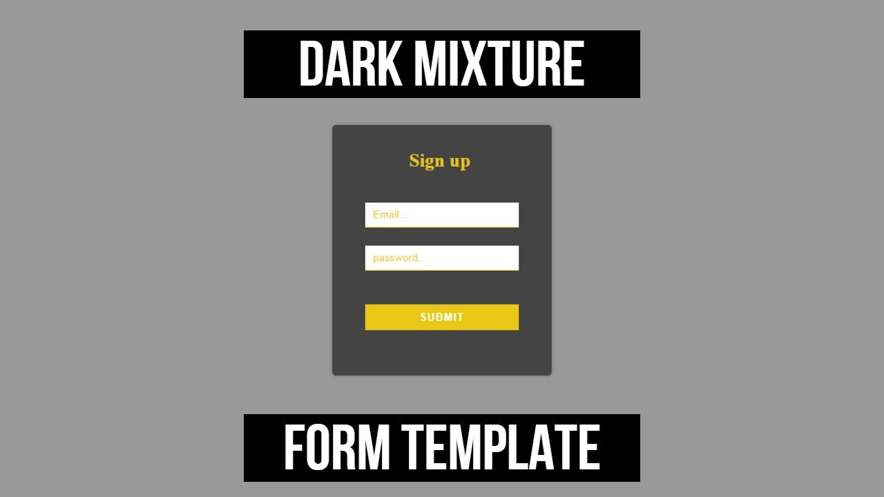dark black & dark grey html form template
