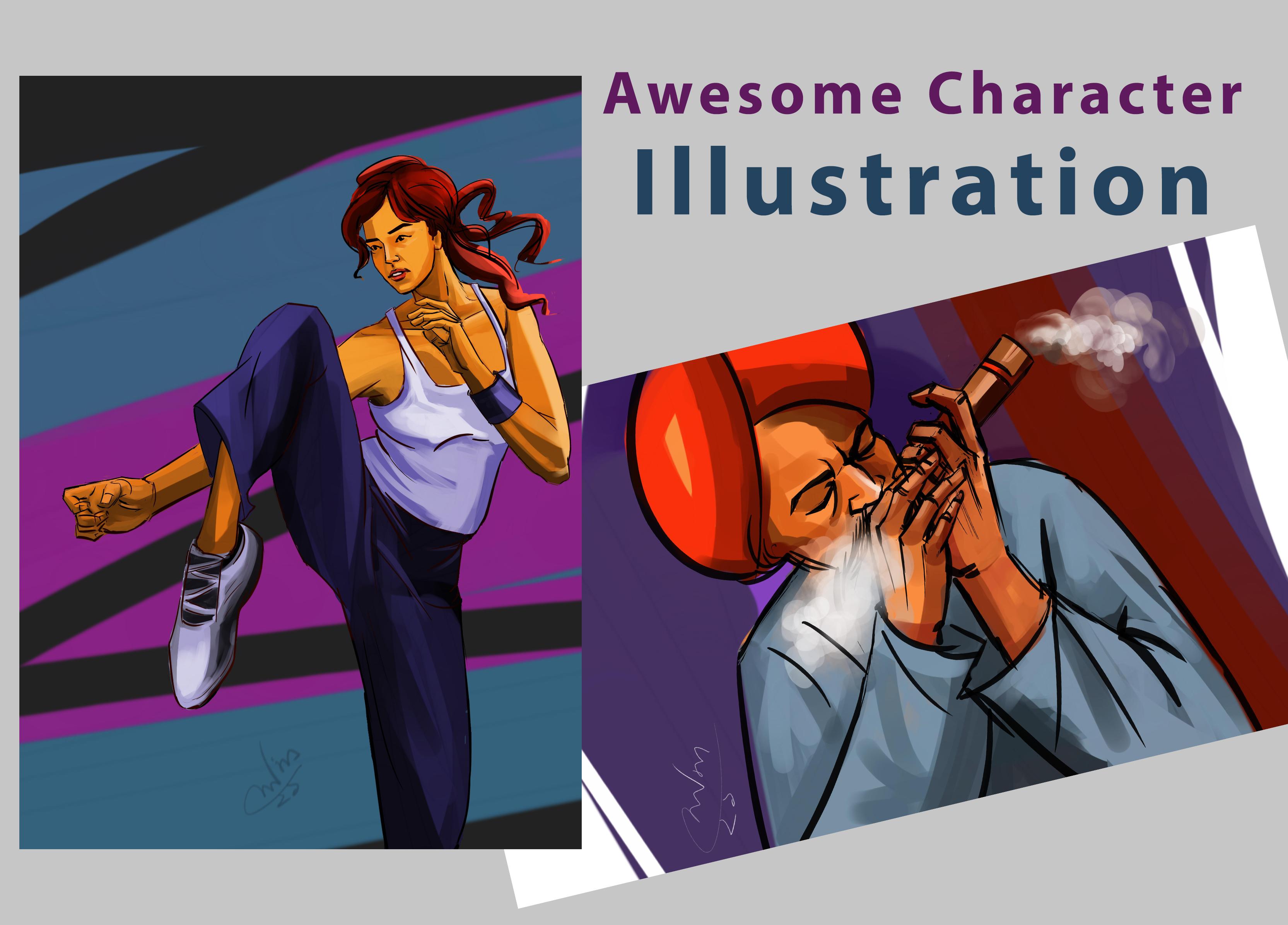 free hand character illustration