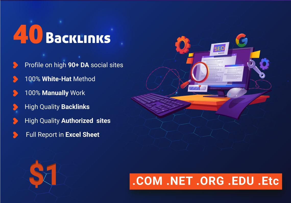I will provide 40 high manually profile backlinks for...