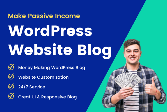 I will make passive income WordPress website blog, a...