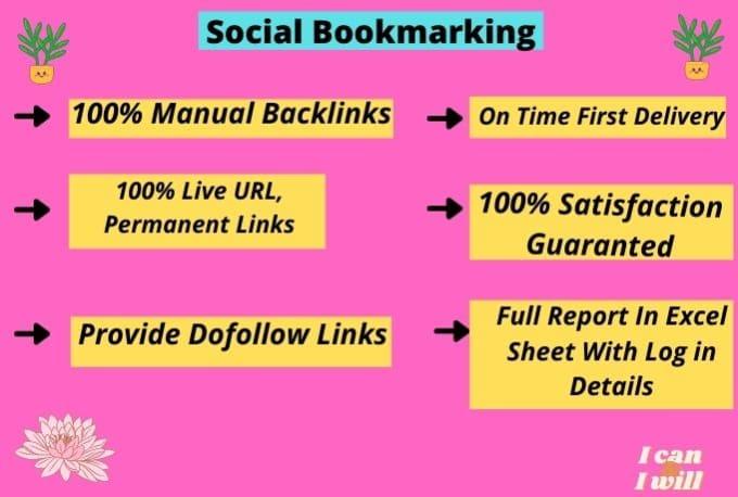 I will create 250 social bookmark backlinks manually ...