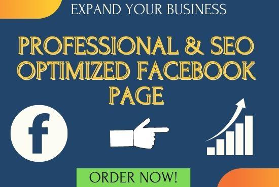 I will create and set up an SEO optimized facebook pa...