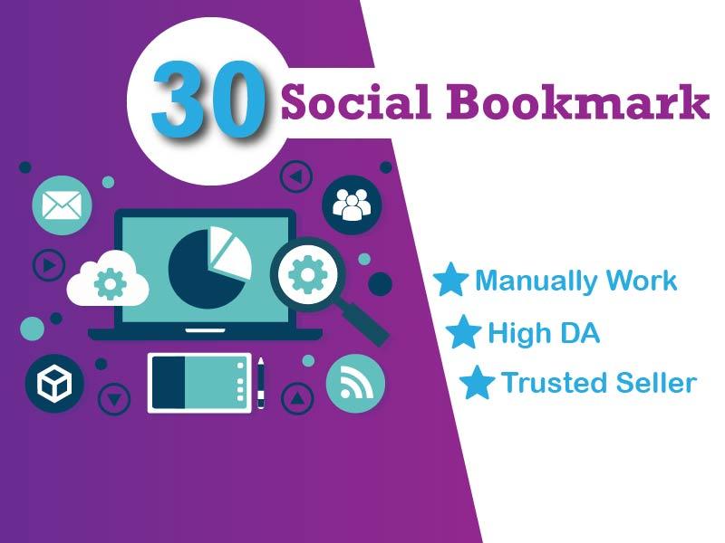 I will create manually 30 High-PR social bookmark bac...