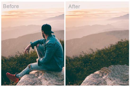 I will remove unwanted object, person from 35 photos