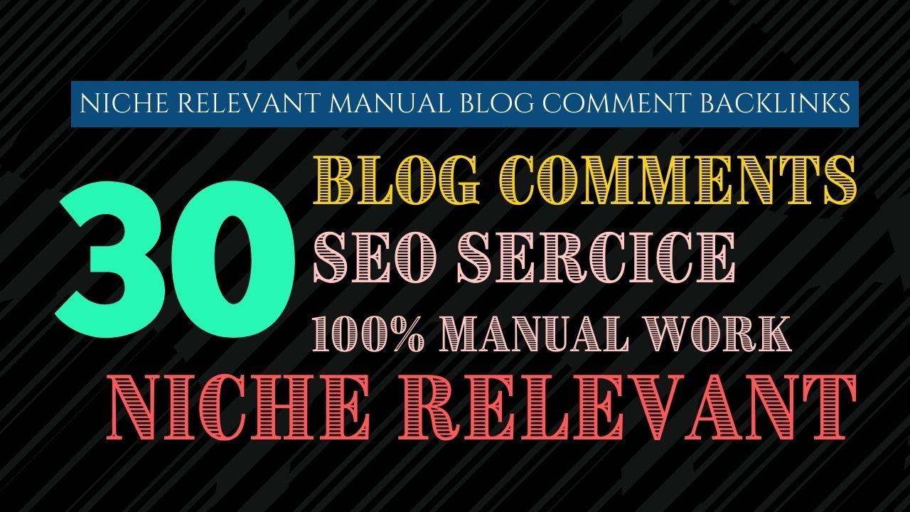 I will create 30 niche relevant manual blog comment b...