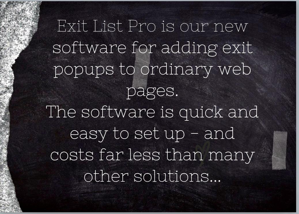 Exit list pro, add powerful exit pop up to web page