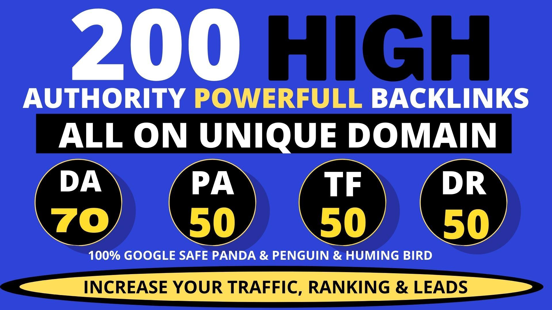 Create 200+ Backlink with high DA PA with Unique webs...