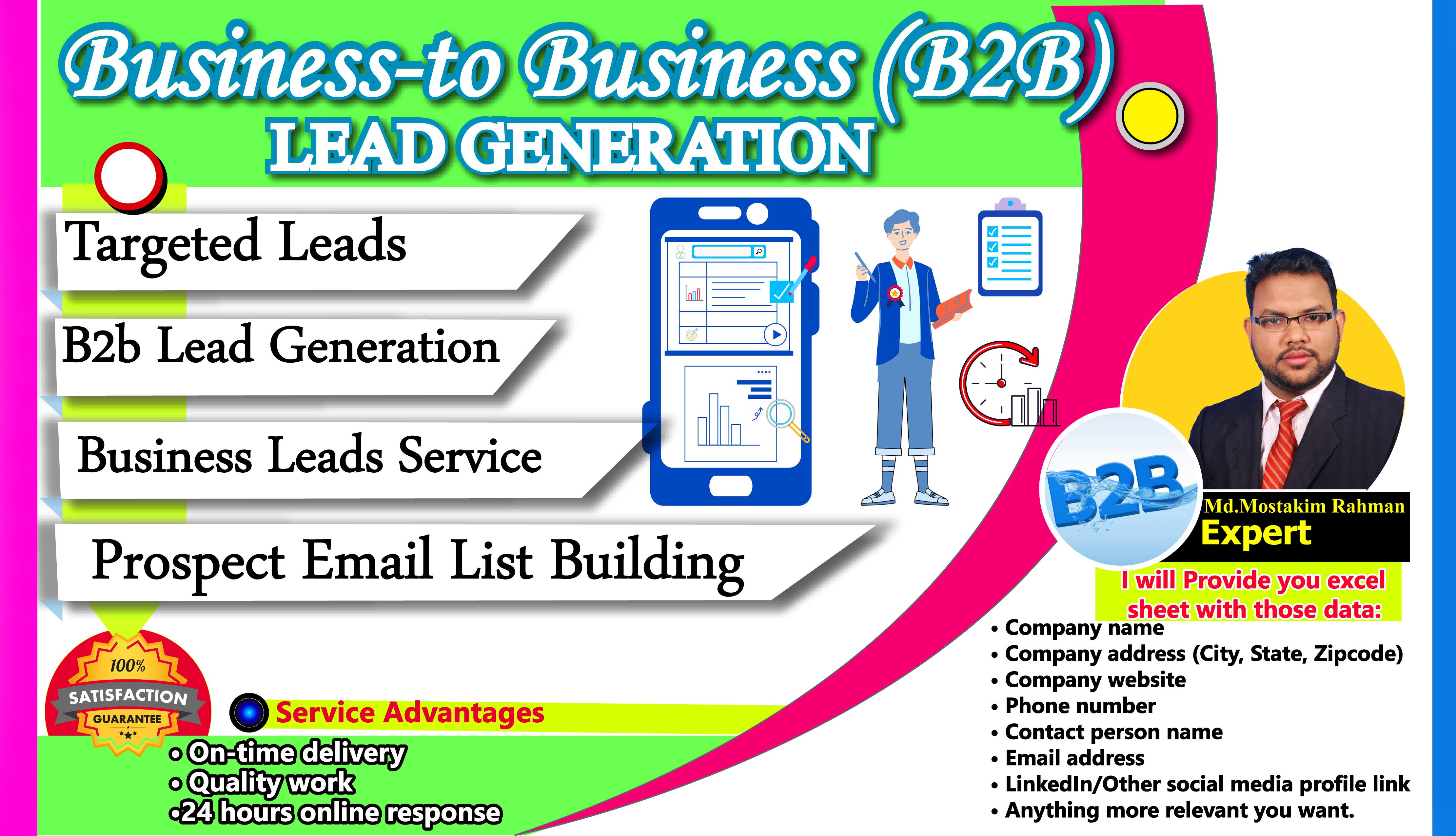 I will do B2B lead generation email address, contrac...