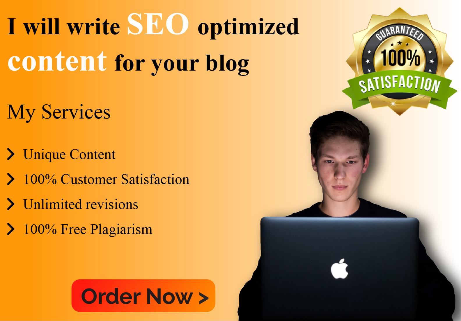 I will write SEO optimized content for your blog