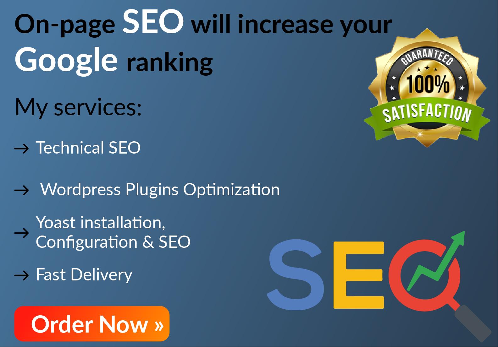 I will do WordPress on-page SEO with rank math or Yoa...