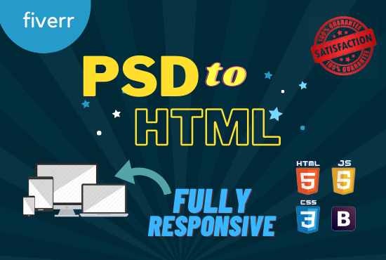 I will convert PSD to HTML with responsive