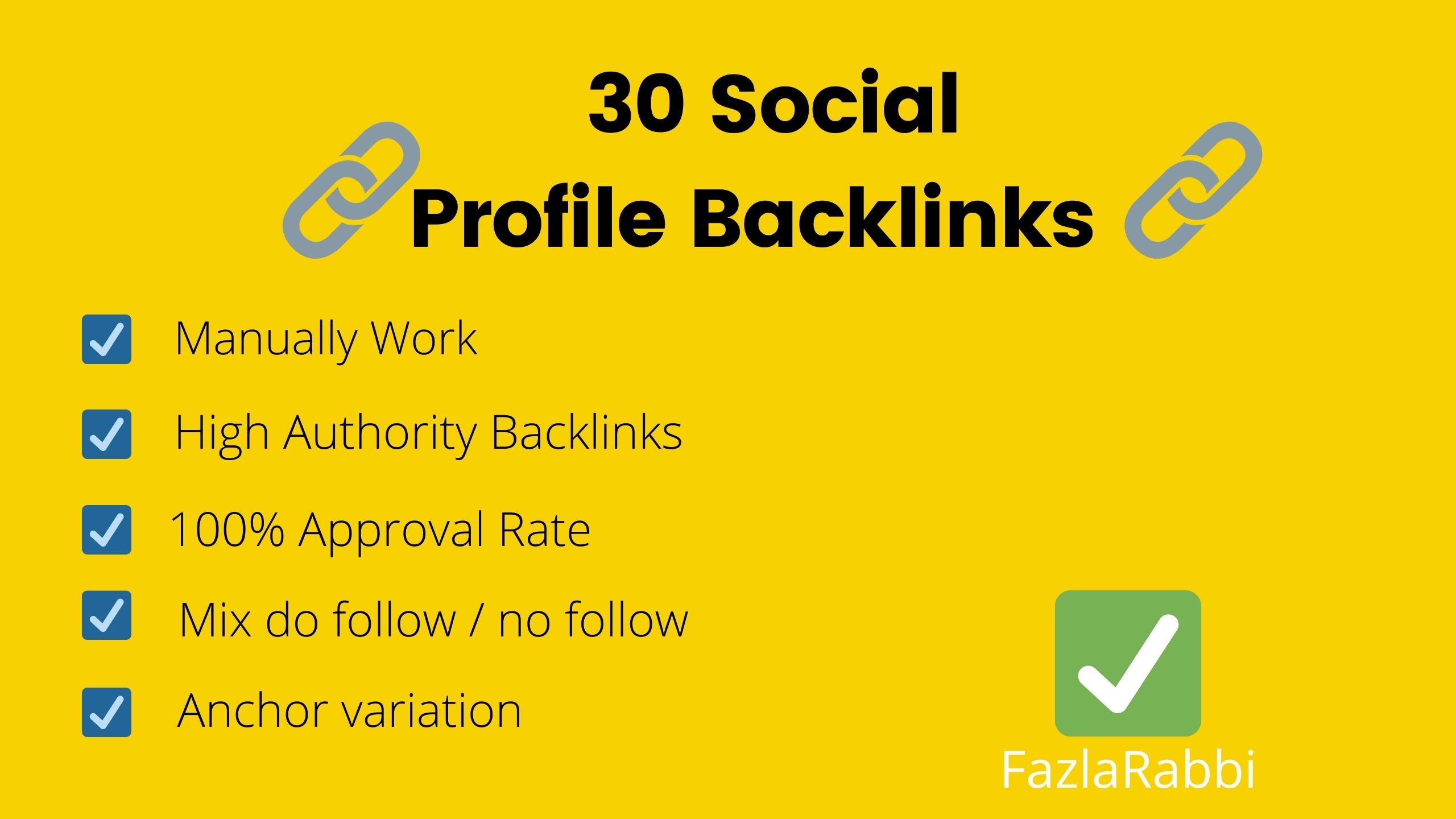 Manually created 30 Social Profile On High Authority ...