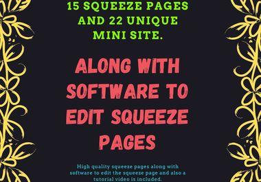 I will provide 15 squeeze pages and 22 unique mini-we...