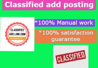I will give you 30 Classified Add Posting Backlinks f...