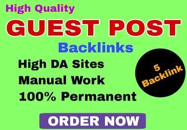 5 HQ Guest Post SEO Backlink with Dofollow links DA 5...