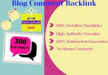 I will give 300 Blog comments plus 5 profile Creation...
