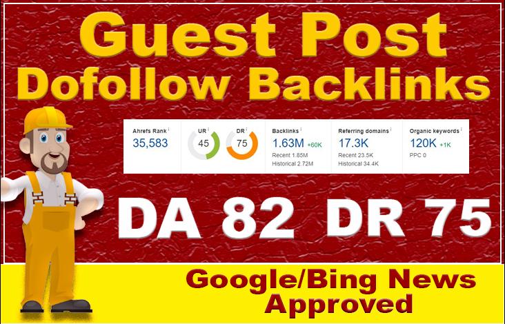 Write and Publish guest post on 82 da google news sit...