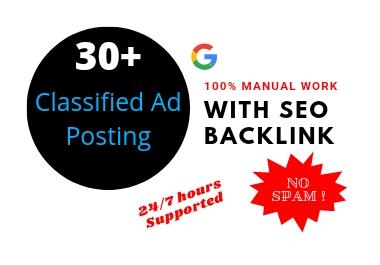 I Will Creation 30+ Classified ad posting Backlink Cr...