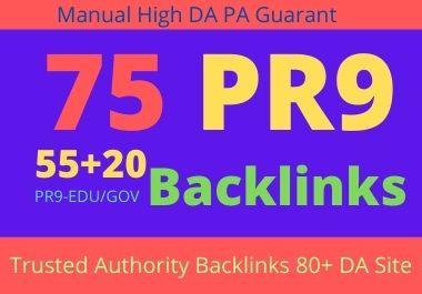 I will do manually 75 backlinks 55 PR9+20 EDU/GOV 80+...
