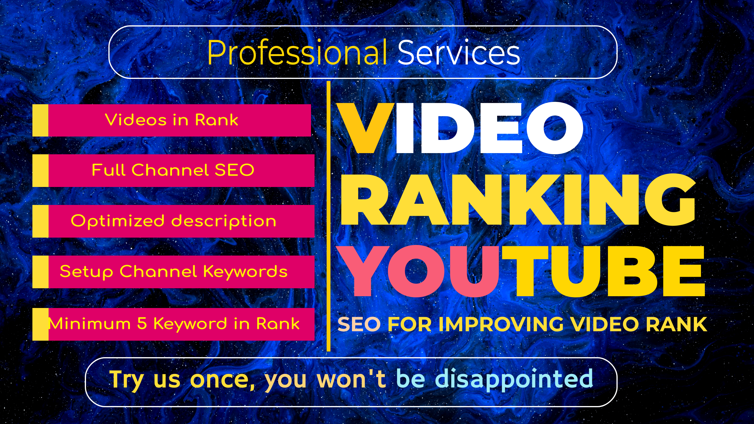 I will do organic youtube video SEO to improve rankin...