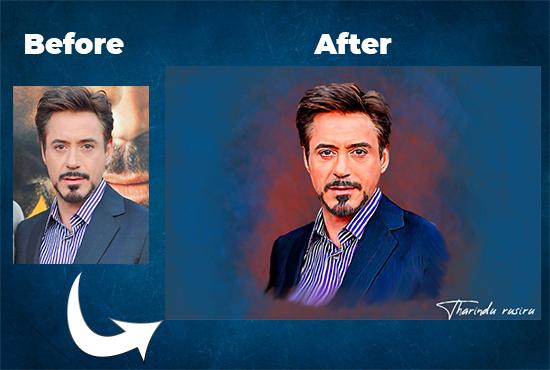 i will design digital oil portrait based on your phot...