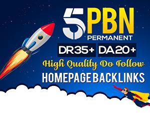 Build 5 PBN High Quality DR50+& DA20+ Backlinks Dofol...