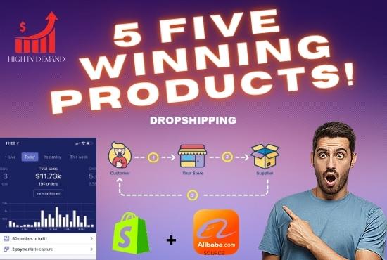 Will Get You 5 Wining Products For your Shopify Store...