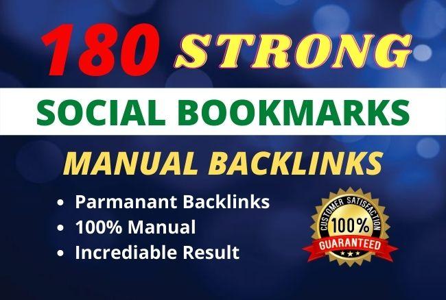I will create 180 social bookmark backlinks manually