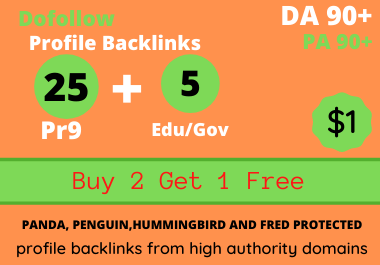 Buy 2 Get 1 Free High Quality Dofollow Pr9 Profile Ba...