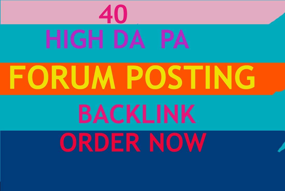 I will Do 40 high Domain authority Forum Posting Back...