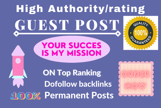 I will do high da and traffic guest post with do foll...