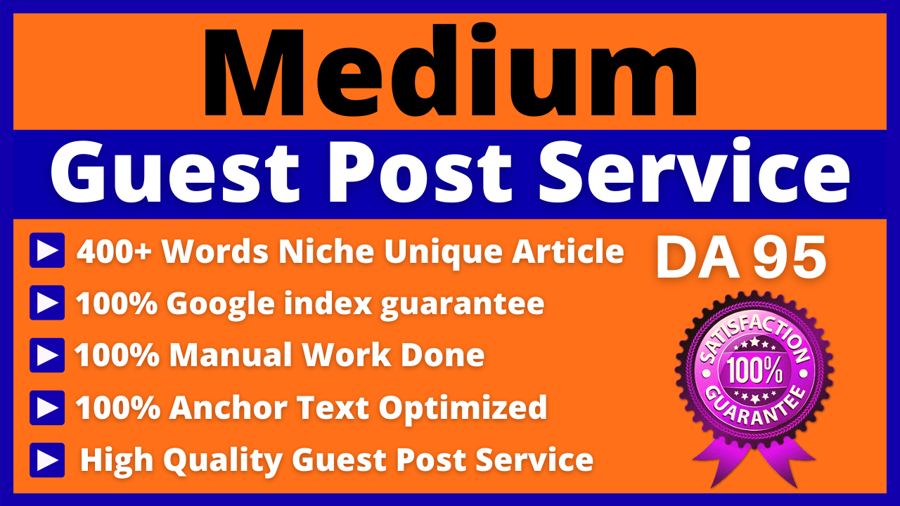 Write and Publish Guest Posts on Medium DA 95, PA 81...